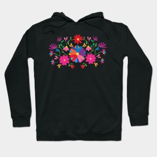 Otomí mexican flowers embroidery boho chic cinco de mayo colorful fiesta Hoodie